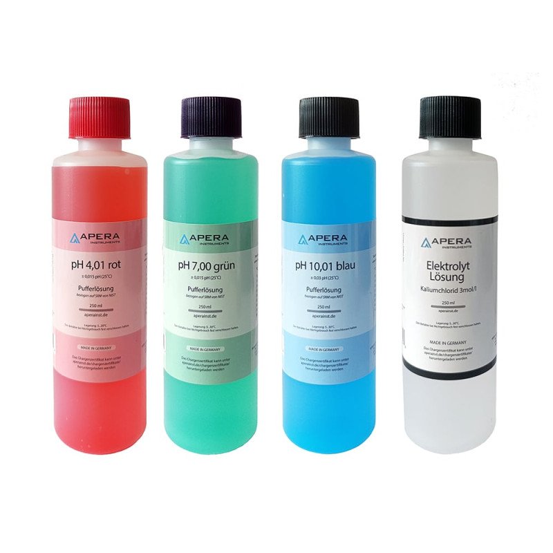 Calibration solution set pH 4.01 / 7.00 / 10.01 + 3M KCl Calibration solution set pH 4.01 / 7.00 / 10.01 + 3M KCl