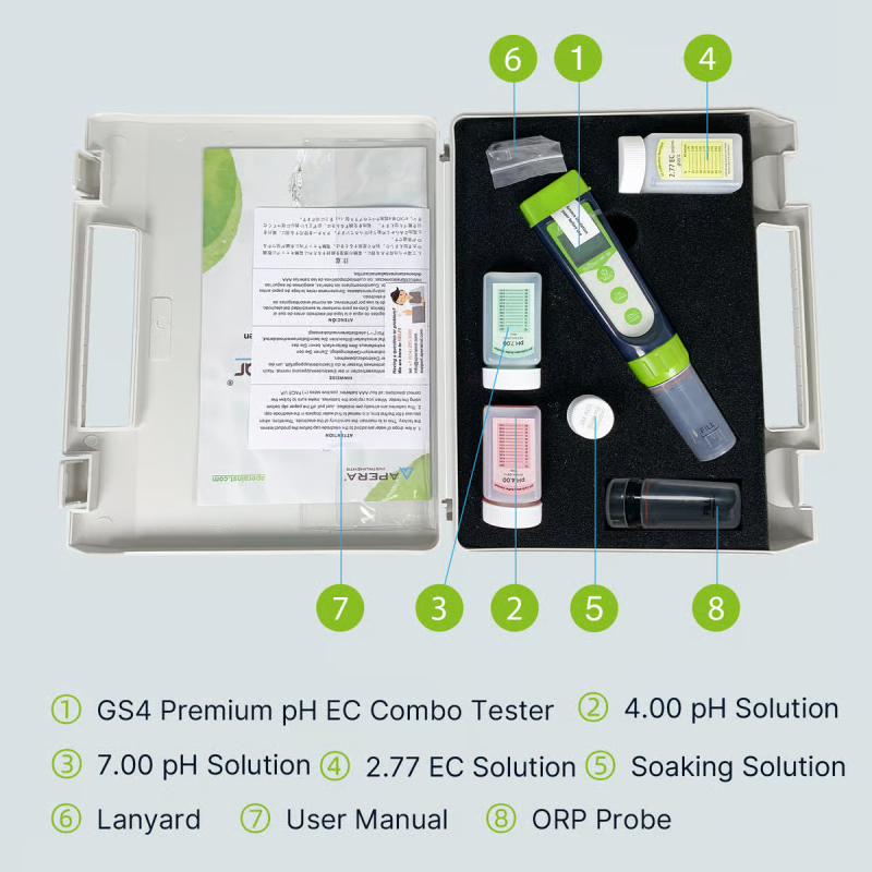 GroStar Series GS4-P pH/EC/500ppm/700ppm/ORP 6-in-1 Combo Pen Tester Kit (Gen II)