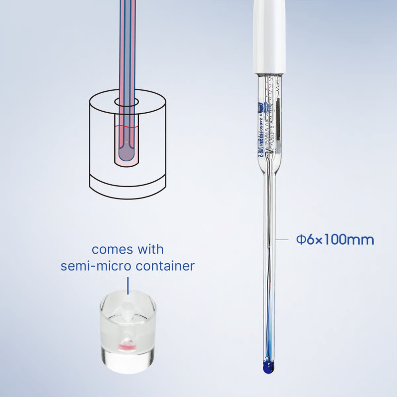 PH60Z-MS Smart pH Tester Kit for Small Volume Test or Test Tubes with LabSen 246-5 ATC Semi-Micro pH Electrode