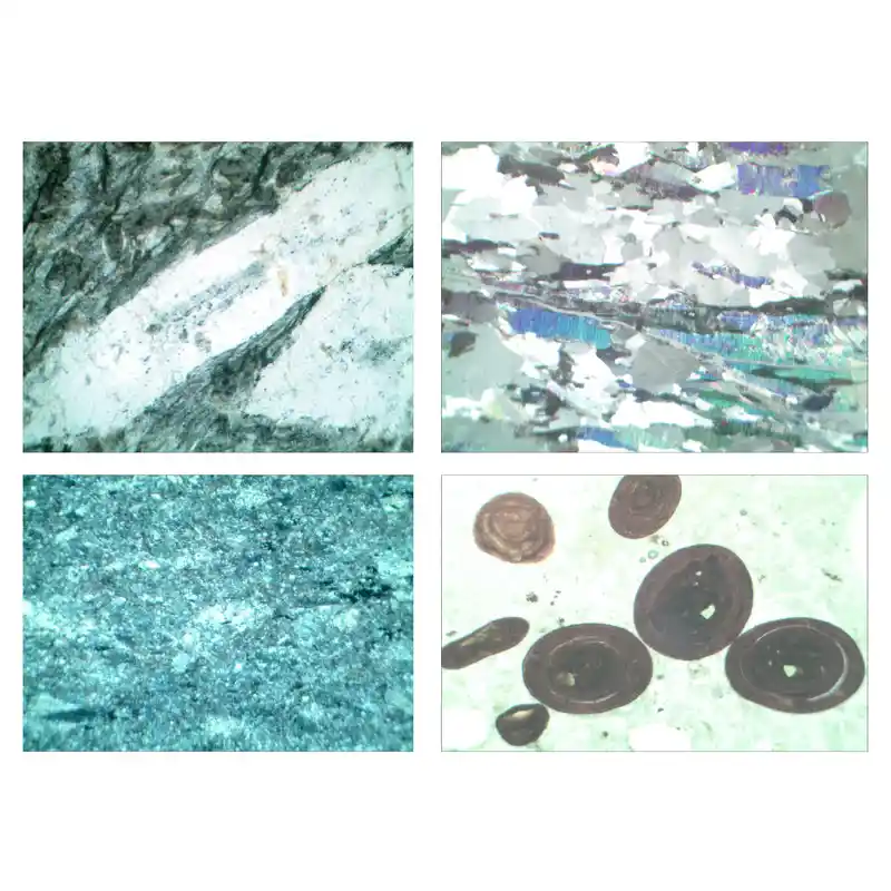 LIEDER Rocks and Minerals, Ground Thin, Fossils and Meteorites, Set no. VI, 4 Microscope Slides size 30x45 mm, without box