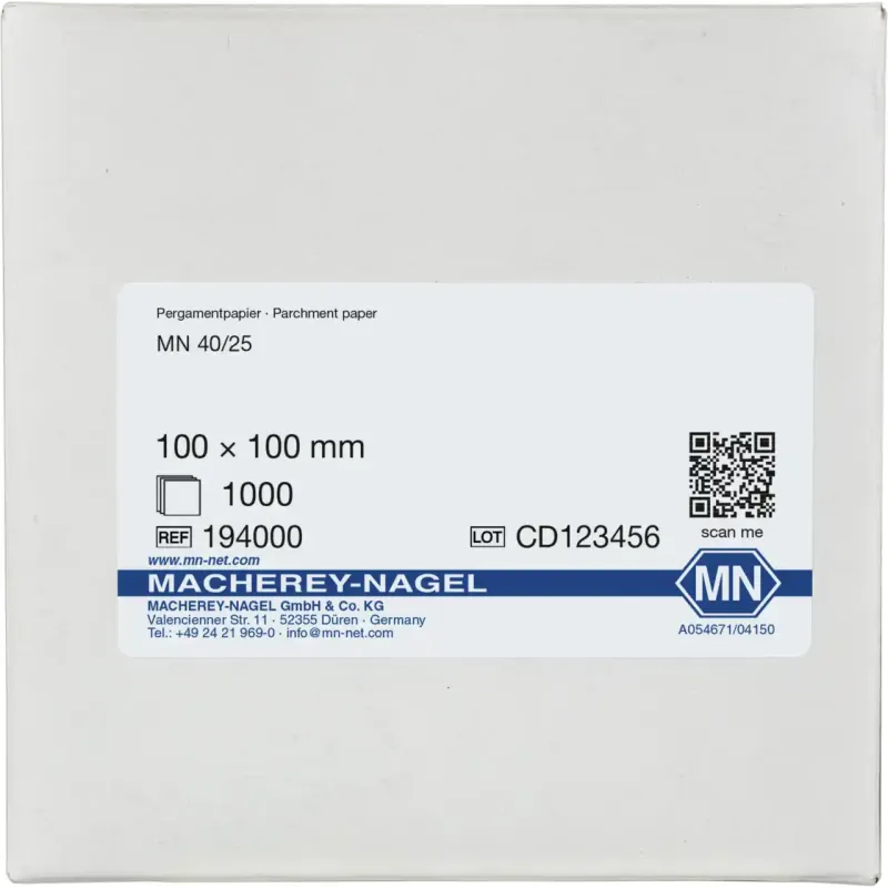 Parchment sheets MN 40/25 10x10 cm, pack of 1000