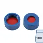 N 9 PP screw cap, blue, center hole PTFE red/Silicone white/PTFE red Hardness: 50° shore A Thickness: 1.0 mm pack of 100