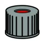 N 10 PP screw cap, black, center hole PTFE red/Silicone white/PTFE red Hardness: 45° shore A Thickness: 1.0 mm pack of 100