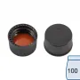 N 13 PP screw cap, black, closed top Red Rubber/FEP colorless Hardness: 45° shore A Thickness: 1.5 mm pack of 100