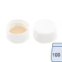 N 24 PP screw cap (bonded), white, closed top Silicone white/PTFE beige Hardness: 45° shore A Thickness: 3.2 mm pack of 100