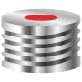 N 18 magnetic screw cap, silver, center hole Red Rubber/TEF colorless Hardness: 45° shore A Thickness: 1.5 mm pack of 100