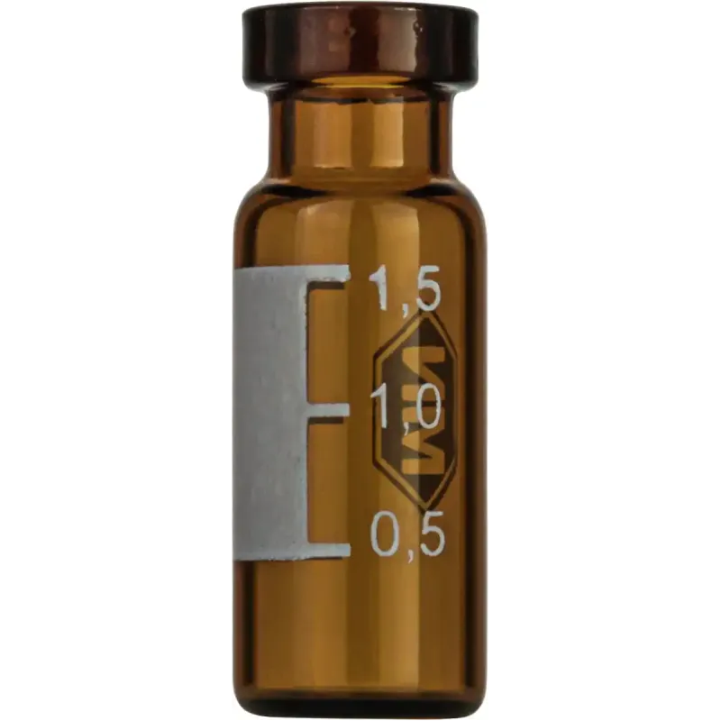 1.5 mL Crimp Neck Vial N 11 outer diameter: 11.6 mm, outer height: 32 mm amber, flat bottom, wide opening, label + scale, silanized pack of 100