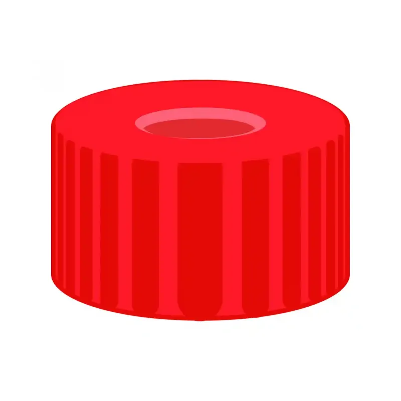 N 9 PP screw cap, red, center hole Red Rubber/FEP colorless Hardness: 45° shore A Thickness: 1.0 mm pack of 100