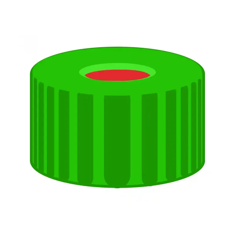 N 9 PP screw cap, green, center hole Red Rubber/FEP colorless Hardness: 45° shore A Thickness: 1.0 mm pack of 100