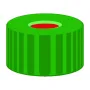 N 9 PP screw cap, green, center hole PTFE red/Silicone white/PTFE red Hardness: 50° shore A Thickness: 1.0 mm pack of 100