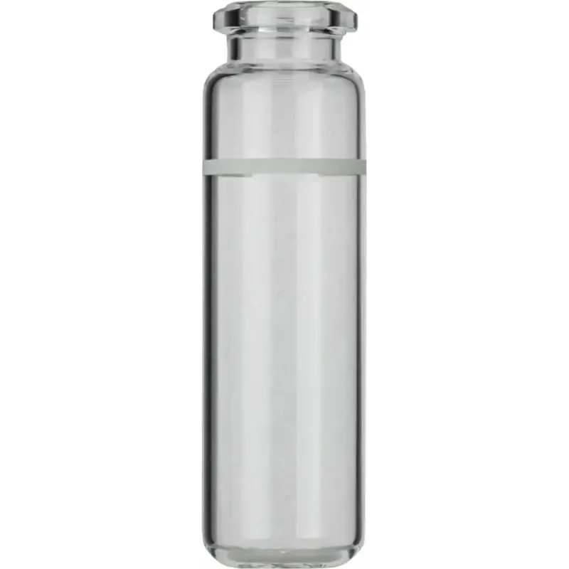 20 mL Headspace Crimp Neck Vial N 20 outer diameter: 22 mm, outer height: 75 mm clear, rounded bottom, beveled top with graduation at 15 mL pack of 100