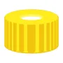 N 9 PP screw cap, yellow, center hole Silicone white/PTFE red Hardness: 45° shore A Thickness: 1.0 mm pack of 100