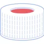 N 24 PP screw cap, white, center hole Butyl red/PTFE gray Hardness: 50° shore A Thickness: 2.4 mm pack of 100