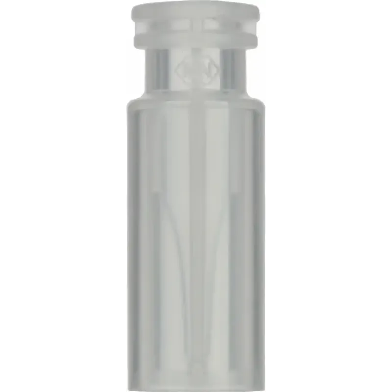 PP Snap Ring Vial N 11 outer diameter: 11.6 mm, outer height: 32 mm transparent, flat bottom, with integrated Glass Insert 0.2 mL, conical pack of 100