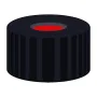 N 9 PP screw cap, black, center hole PTFE red/Silicone white/PTFE red Hardness: 50° shore A Thickness: 1.0 mm pack of 100