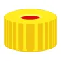 N 9 PP screw cap, yellow, center hole PTFE red/Silicone white/PTFE red Hardness: 50° shore A Thickness: 1.0 mm pack of 100