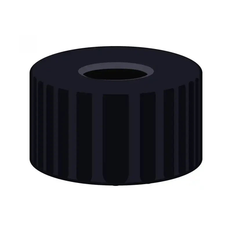 N 9 PP screw cap, black, center hole pack of 100