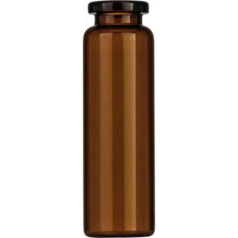 20 mL Headspace Crimp Neck Vial N 20 outer diameter: 23.25 mm, outer height: 75.5 mm amber, flat bottom, flat DIN crimp neck pack of 100