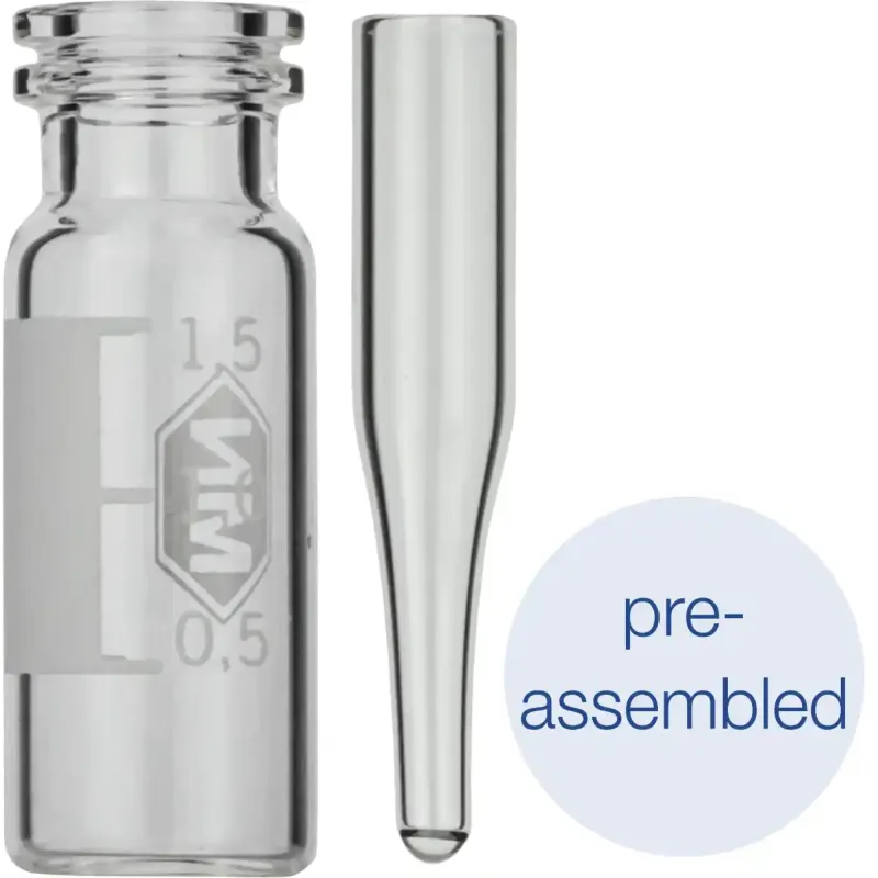 Pre-assembled vials 702713: 1.5 mL Snap Ring Vial N 11, with micro-insert 702813, Pack of 100
