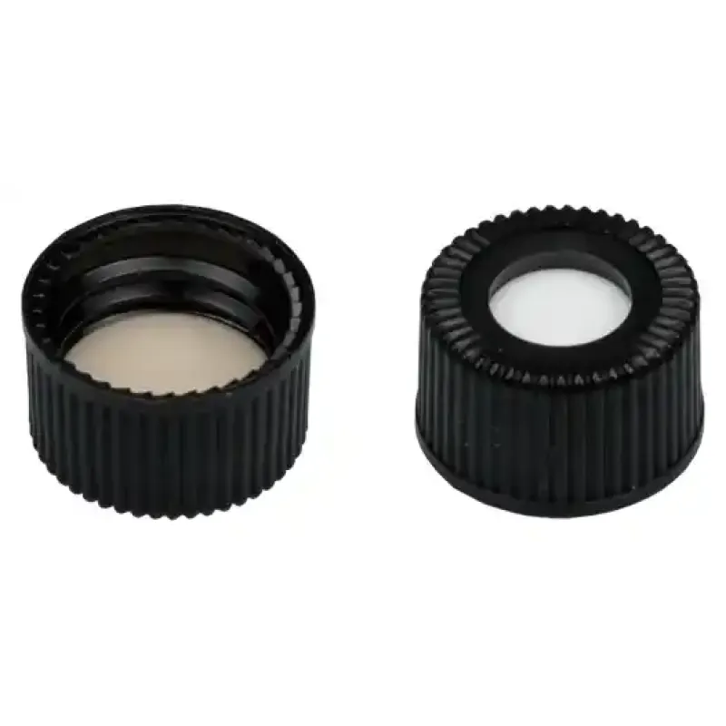 N 15 PP screw cap (bonded, 15-425), black, center hole Silicone white/PTFE beige Hardness: 45° shore A Thickness: 1.5 mm pack of 100