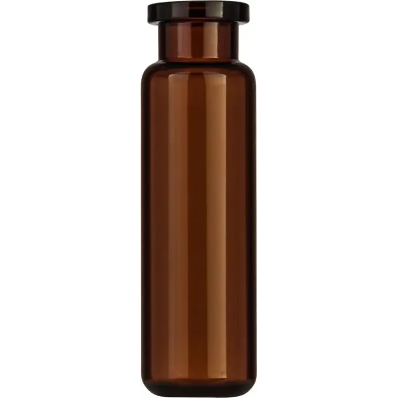 20 mL Headspace Crimp Neck Vial N 20 outer diameter: 22.5 mm, outer height: 75.5 mm amber, rounded bottom, flat DIN crimp neck pack of 100