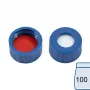 N 9 PP screw cap, blue, center hole Silicone white/PTFE red Hardness: 45° shore A Thickness: 1.0 mm pack of 100