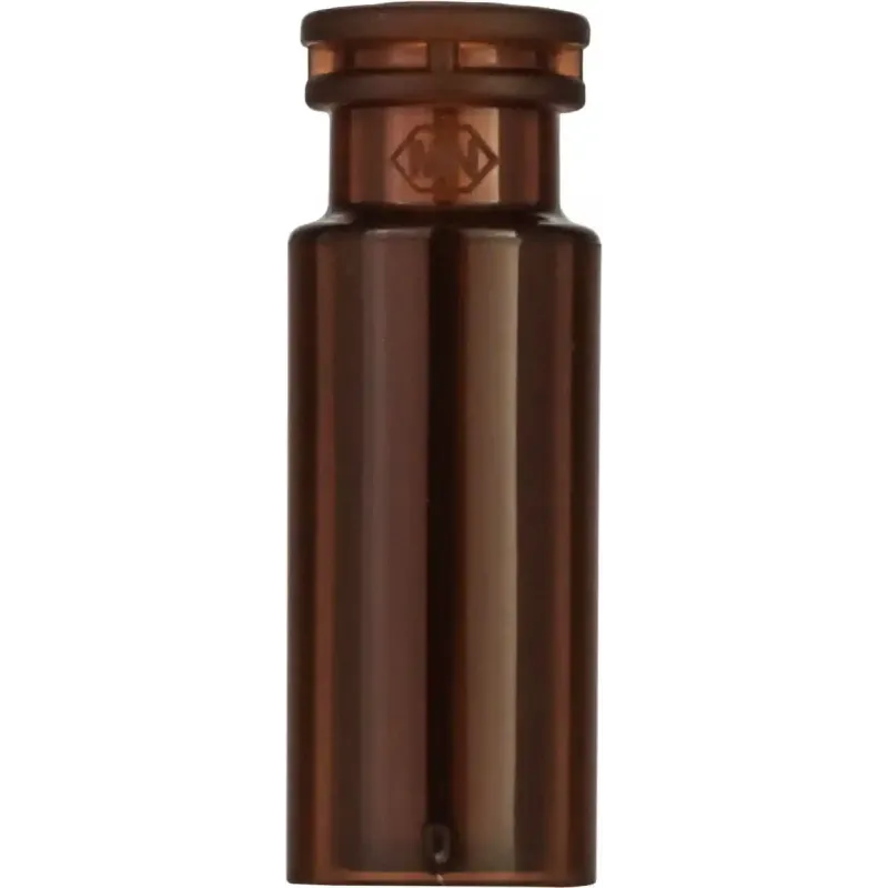 PP Snap Ring Vial N 11 outer diameter: 11.6 mm, outer height: 32 mm amber, flat bottom, with integrated Glass Insert 0.2 mL, conical pack of 100