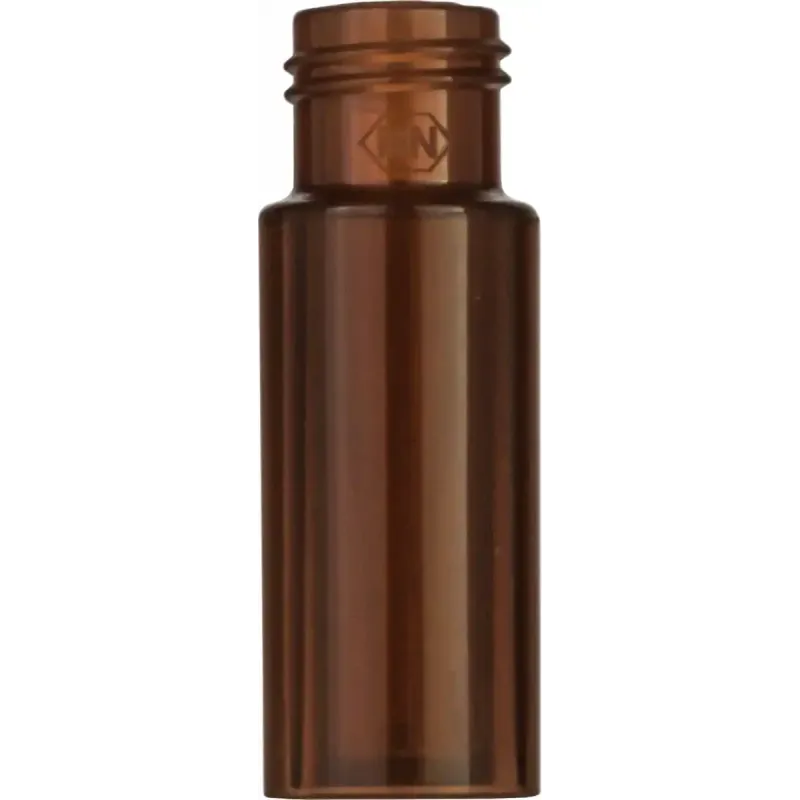 PP Screw Neck Vial N 9 outer diameter: 11.6 mm, outer height: 32 mm amber, flat bottom, with integrated Glass Insert 0.2 mL, conical pack of 100