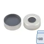 N 20 Aluminium crimp cap, silver, center hole Moulded Septa Butyl/PTFE gray Hardness: 50° shore A Thickness: 3 mm pack of 100