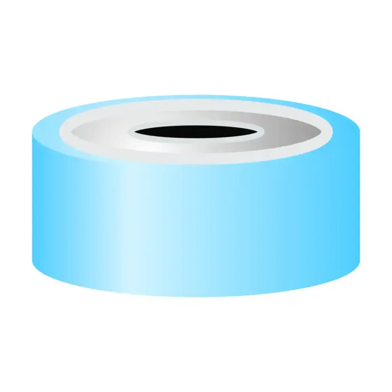 N 20 bimetal crimp cap, blue/silver, center hole Silicone blue transparent/centrical PTFE-lamination colorless Hardness: 45° shore A Thickness: 3 mm pack of 100