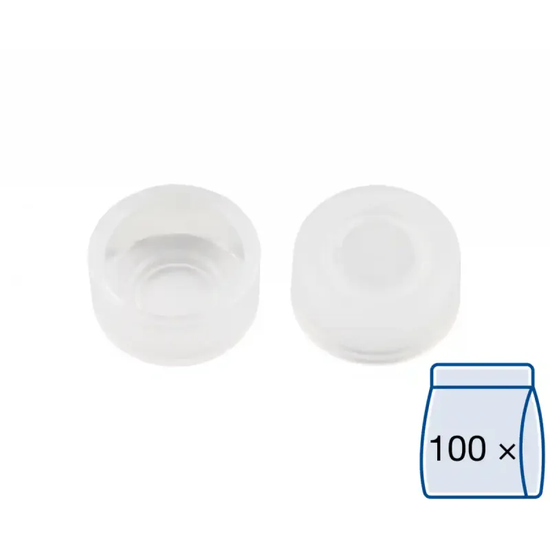 N 11 PE Cap, transparent, closed top with thin piercing area pack of 100