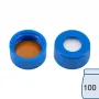 N 9 PP screw cap, blue, center hole Silicone white/Polyimide orange Hardness: 45° shore A Thickness: 1.0 mm pack of 100