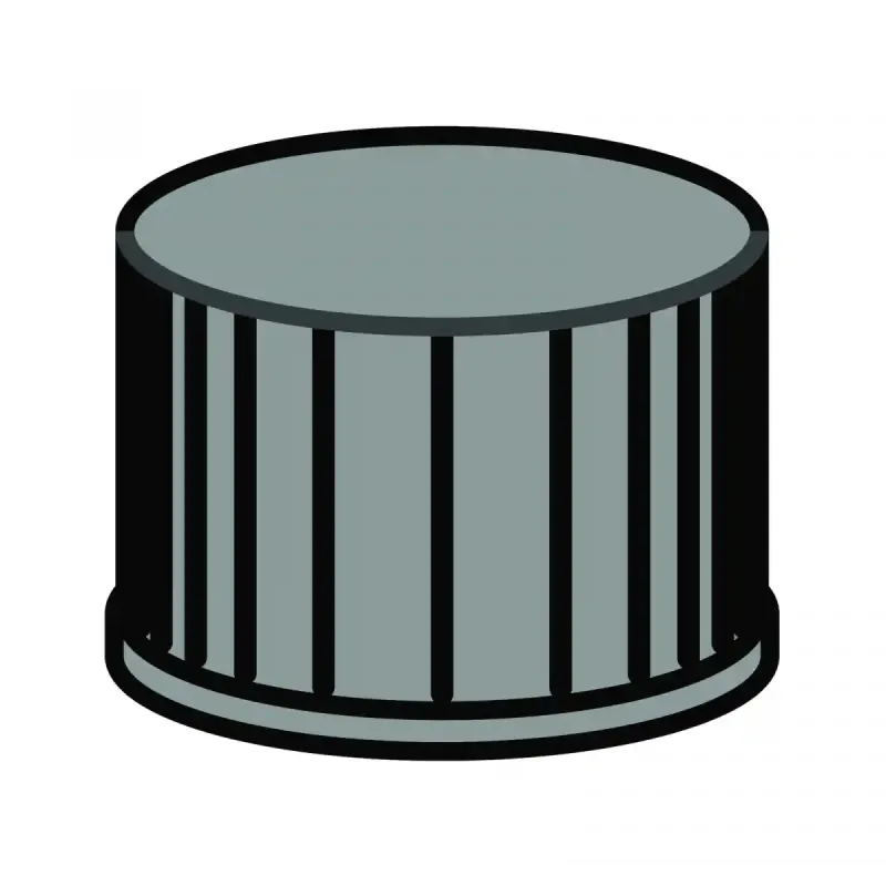 N 8 PP screw cap, black, closed top pack of 100