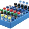 PP Vial Rack, 50 Position, Stackable, Diameter 12 mm , Fits 11.6 × 32 mm Vials