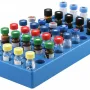 PP Vial Rack, 50 Position, Stackable, Diameter 12 mm , Fits 11.6 × 32 mm Vials
