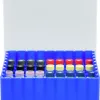 81 Position Container, blue, firmly integrated divider for screw neck vials N 8, N 9, N 10 and crimp/snap ring vials N 11, with transparent coded lid, 130 × 130 × 45 mm, suitable for freezers, pack of 1