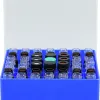 49 Position Container, blue, firmly integrated divider for screw neck vials N 13, with transparent lid, 130 × 130 × 50 mm, suitable for freezers, pack of 1