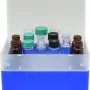36 Position Container, blue, removable divider for screw neck vials N 15 (sample storage: 702096, 702311, 70285, 702097), with transparent lid, 130 × 130 × 80 mm, suitable for freezers, pack of 1
