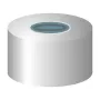N 13 Aluminium Crimp Cap, silver, center hole, Butyl dark gray/centrical PTFE-lamination gray, Hardness: 50° shore A, Thickness: 2.0 mm, pack of 100