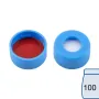 N 11 PE snap ring cap, soft, light blue, center hole Silicone white/PTFE red Hardness: 45° shore A Thickness: 1.0 mm pack of 100