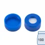 N 11 PE snap ring cap, blue, center hole Silicone white/PTFE blue, cross-slit Hardness: 55° shore A Thickness: 1.0 mm pack of 100