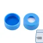 N 11 PE snap ring cap, soft, light blue, center hole Silicone white/PTFE blue, cross-slit Hardness: 55° shore A Thickness: 1.0 mm pack of 100