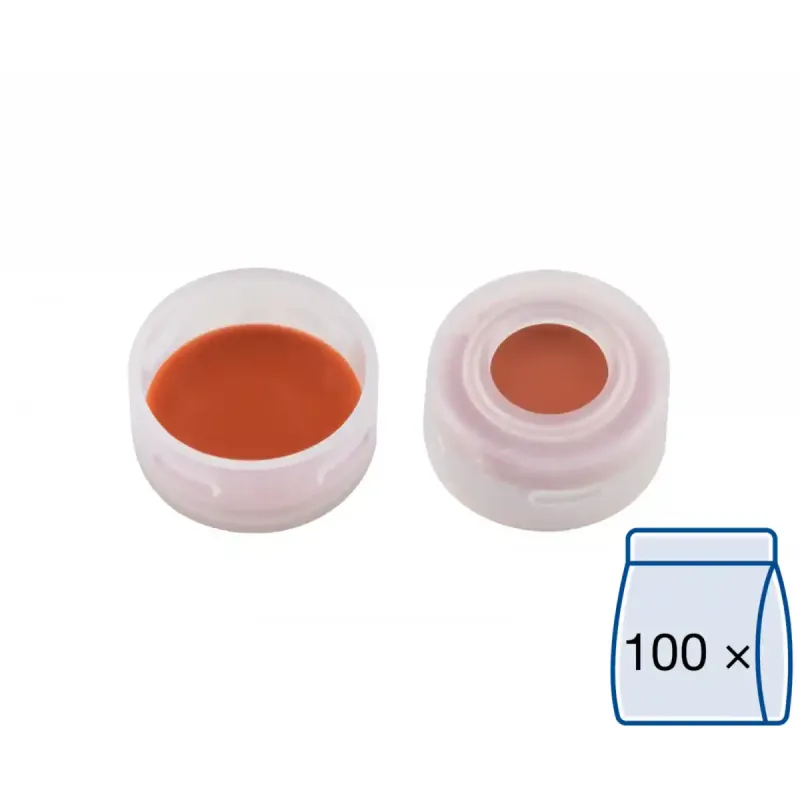 N 11 PE snap ring cap, transparent, center hole Red Rubber/FEP colorless Hardness: 45° shore A Thickness: 1.0 mm pack of 100