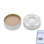 N 20 Aluminium pressure release safety cap, silver, center hole Silicone white/PTFE beige Hardness: 45° shore A Thickness: 3 mm pack of 100