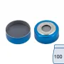 N 20 bimetal crimp cap, blue/silver, center hole Butyl light gray/PTFE dark gray Hardness: 50° shore A Thickness: 3 mm pack of 100