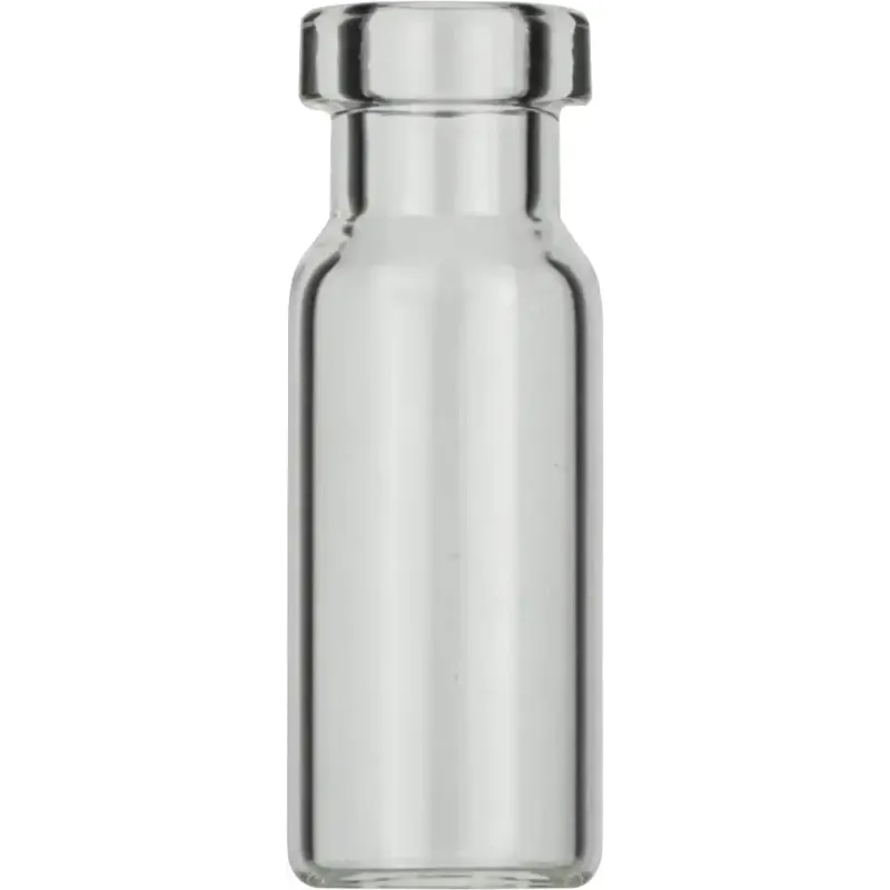 Combipack 70201HP: 1.5 mL Crimp Neck Vial N 11 clear, flat bottom, wide opening, with 70288 N 11 Aluminium Crimp Cap silver, center hole, Silicone white/PTFE red, Hardness: 45° shore A, Thickness: 1.3 mm, pack of 1000 each