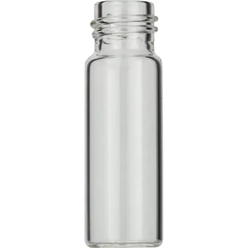 Pre-sealed vials 702962: 4 mL Screw Neck Vial N 13 clear, flat bottom pre-screwed with 702926 PP Screw Cap black, center hole, Silicone white/PTFE red, Hardness: 40° shore A, Thickness: 1.3 mm, pack of 100