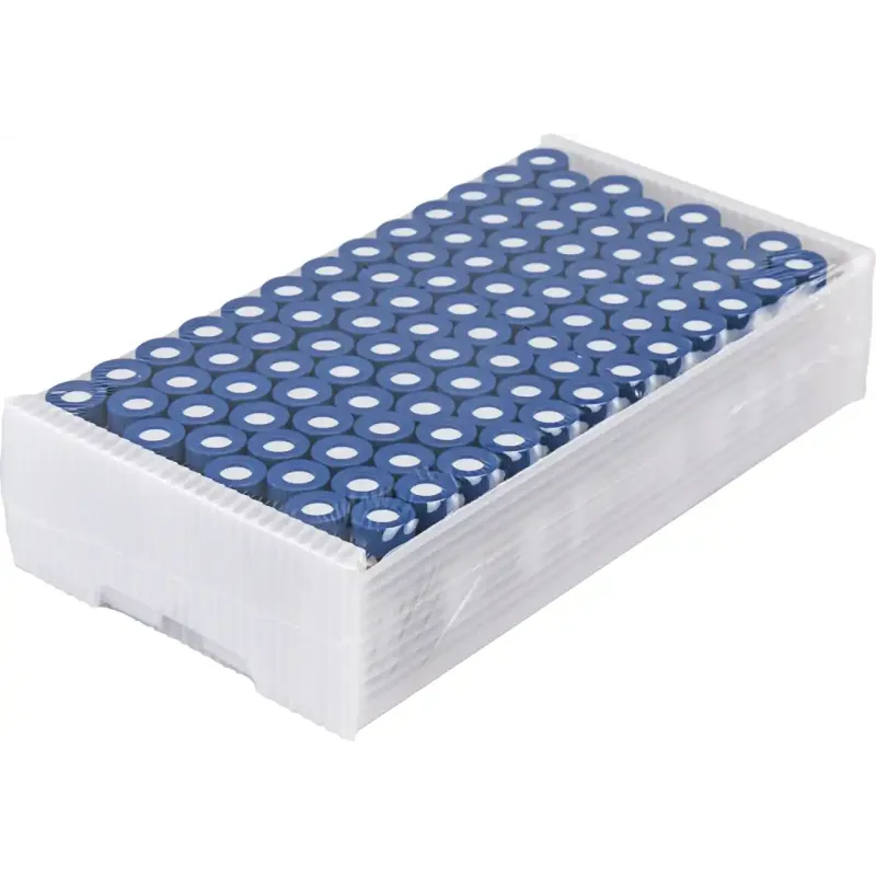 Pre-sealed vials 702023: 40 mL Screw Neck Vial N 24 clear with 702168 Bonded PP Screw Cap white, 15 mm center hole, removable lid, Silicone natural/PTFE colorless, Hardness 45° shore A, Thickness 3.2 mm, pack of 100