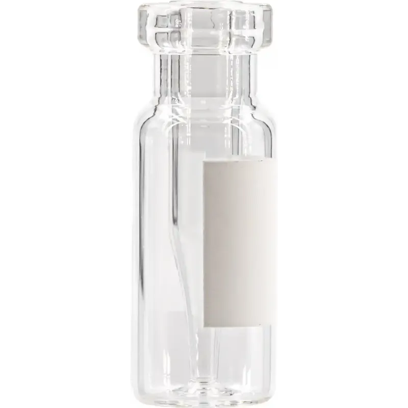 Crimp Neck Vial N 11 outer diameter: 11.6 mm, outer height: 32 mm clear, flat bottom, with integrated Insert 0.2 mL, conical, label pack of 100