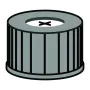 N 13 PP screw cap, black, center hole Silicone white/PTFE blue, cross-slit Hardness: 45° shore A Thickness: 1.5 mm pack of 100